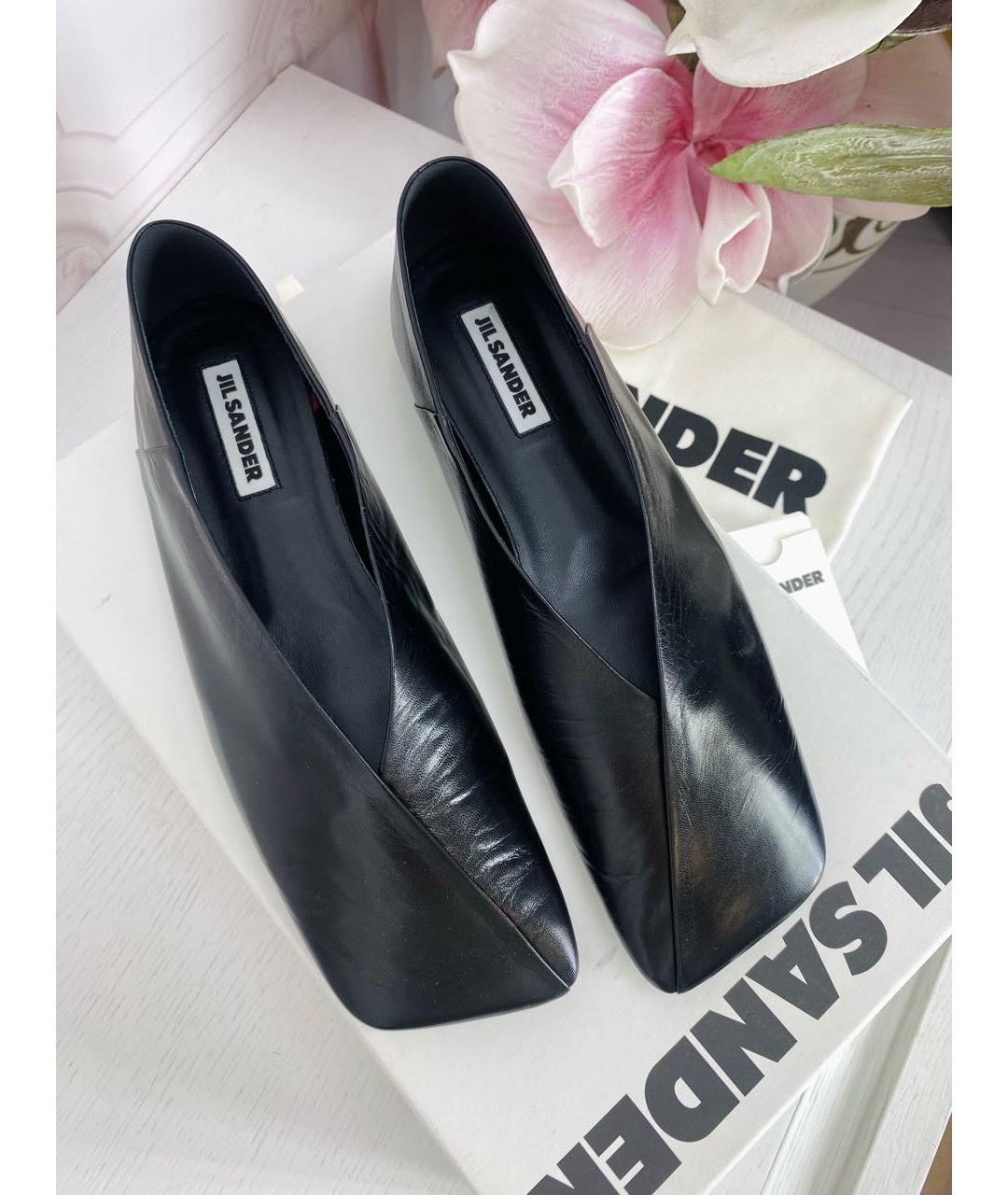 JIL SANDER Черные кожаные туфли, фото 2