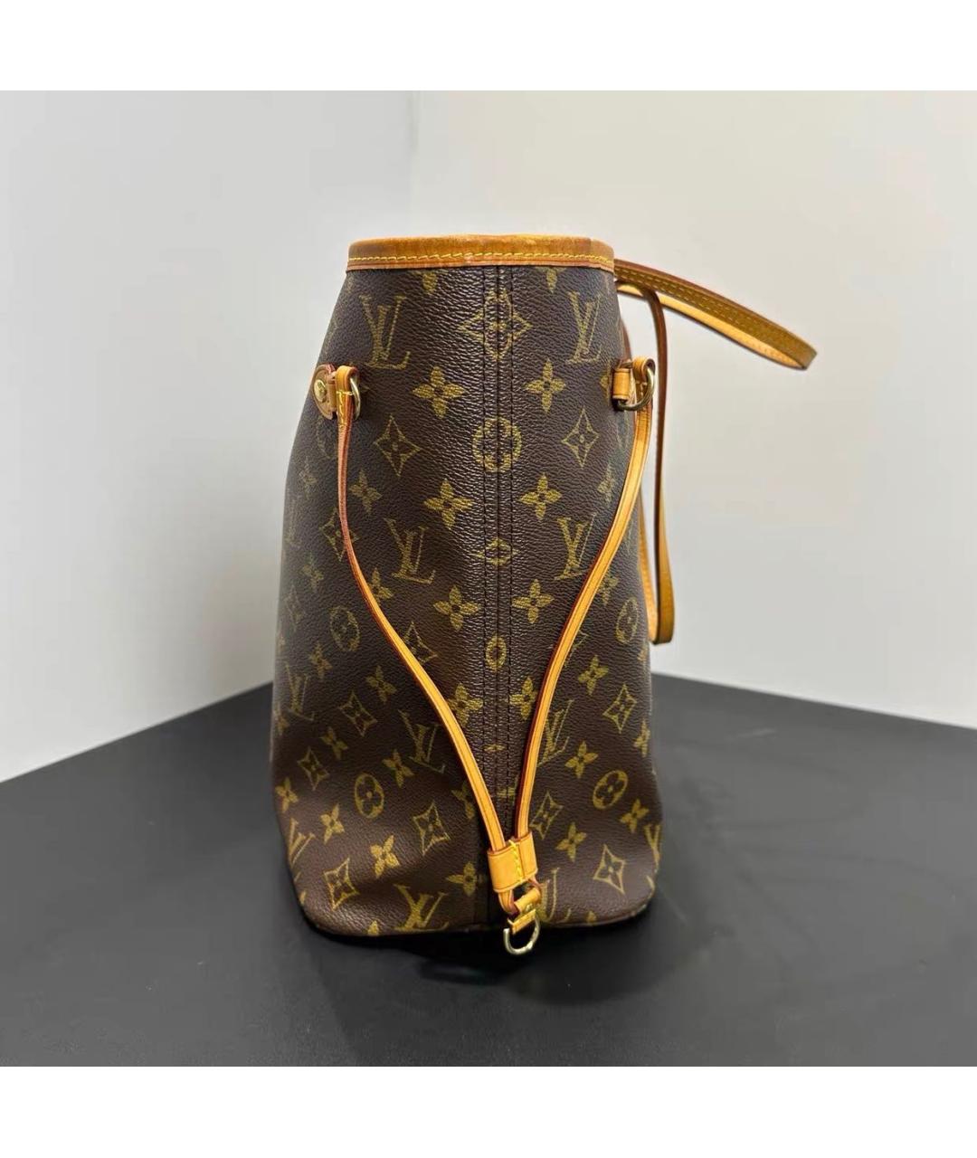 LOUIS VUITTON Коричневая кожаная сумка тоут, фото 7