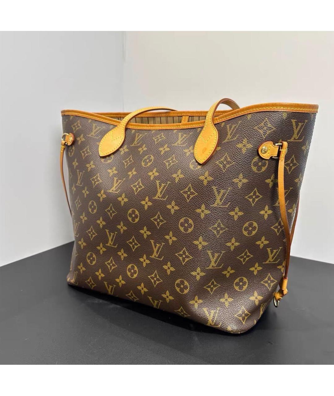 LOUIS VUITTON Коричневая кожаная сумка тоут, фото 3