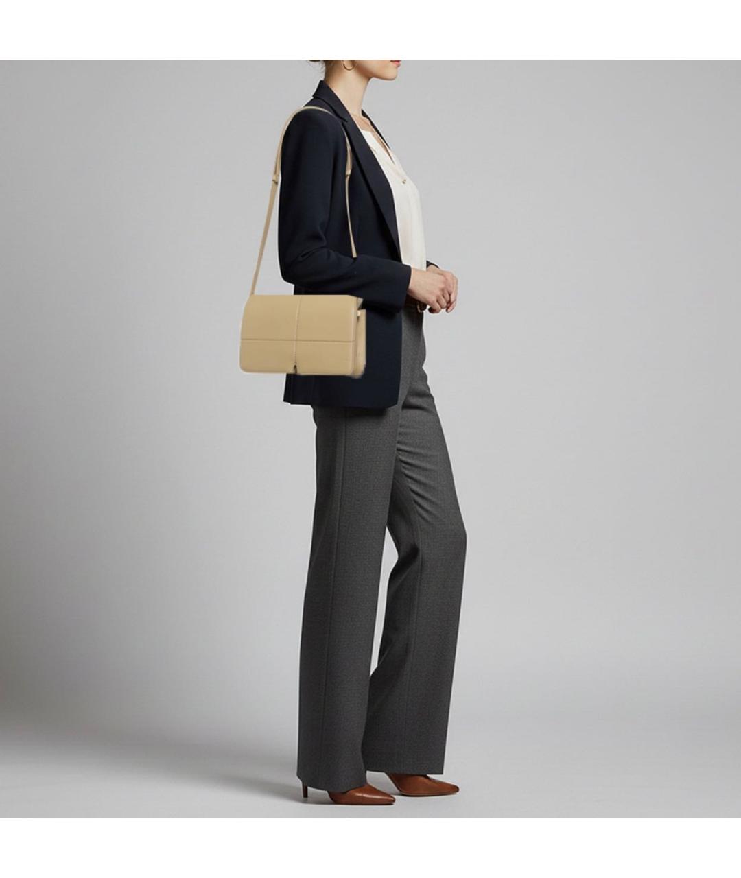 BURBERRY Бежевая кожаная сумка через плечо, фото 6