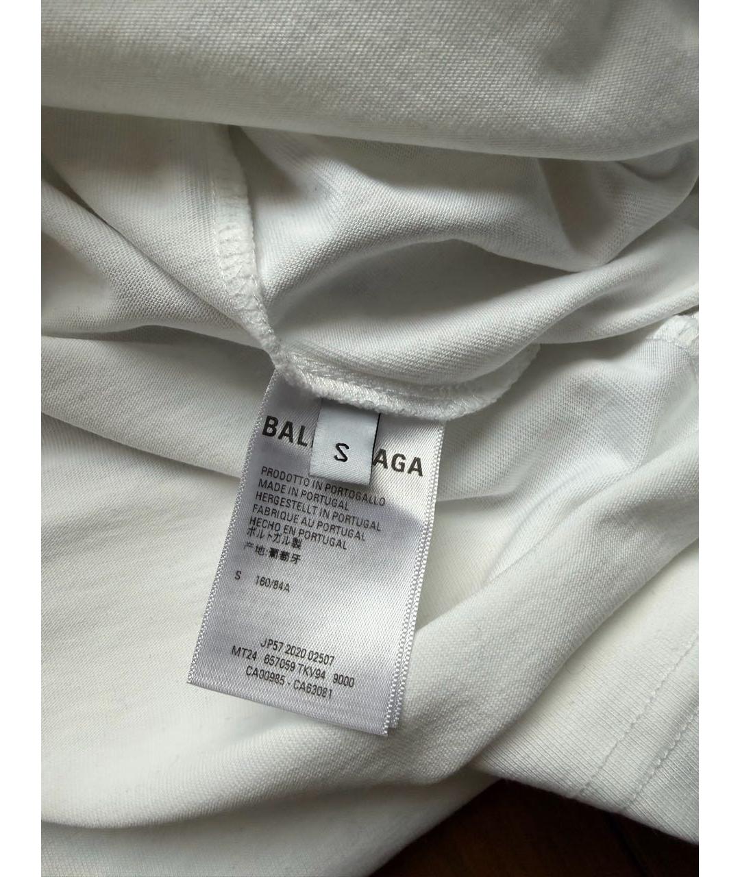 BALENCIAGA Белая хлопковая футболка, фото 4