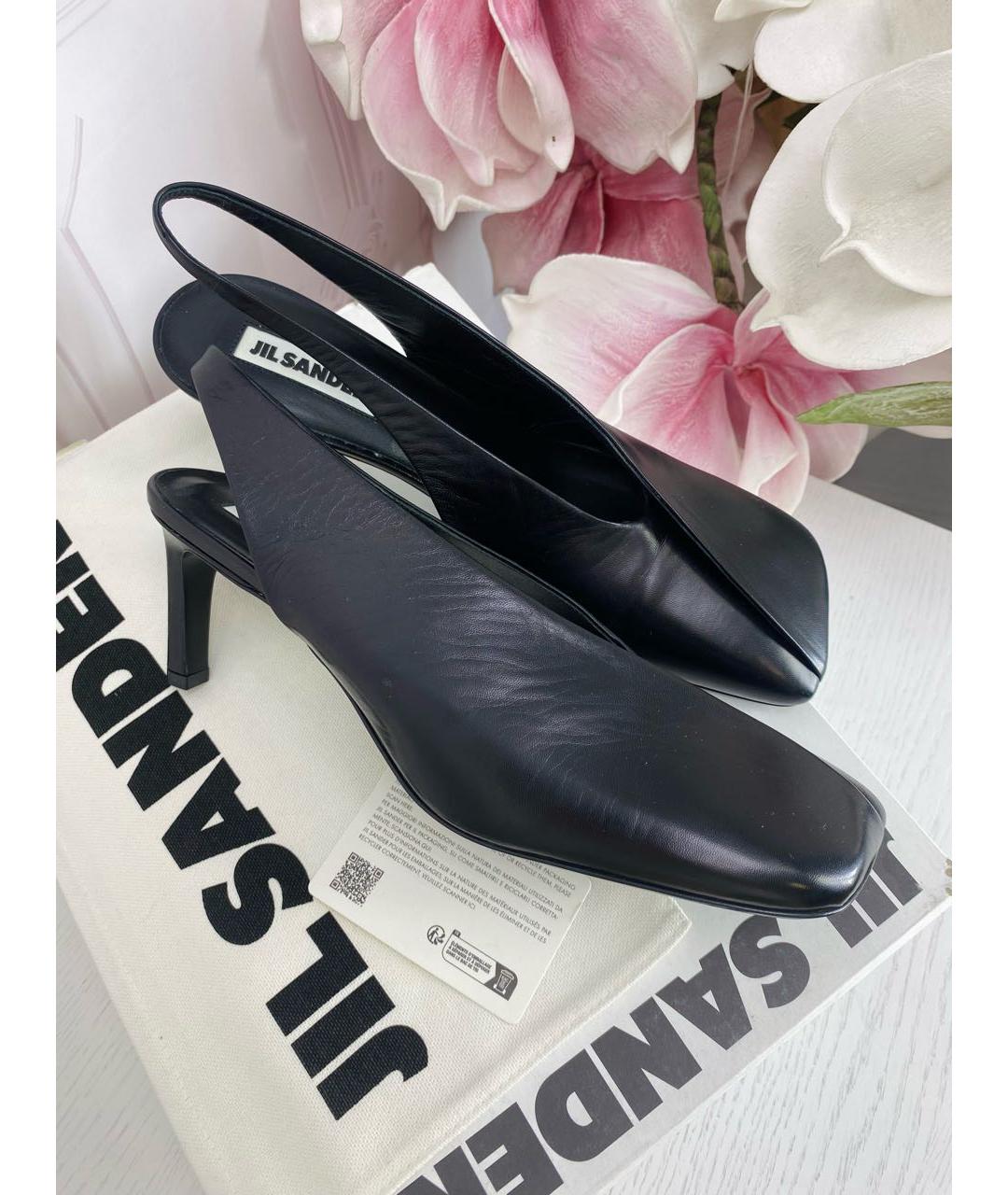 JIL SANDER Черные кожаные босоножки, фото 5
