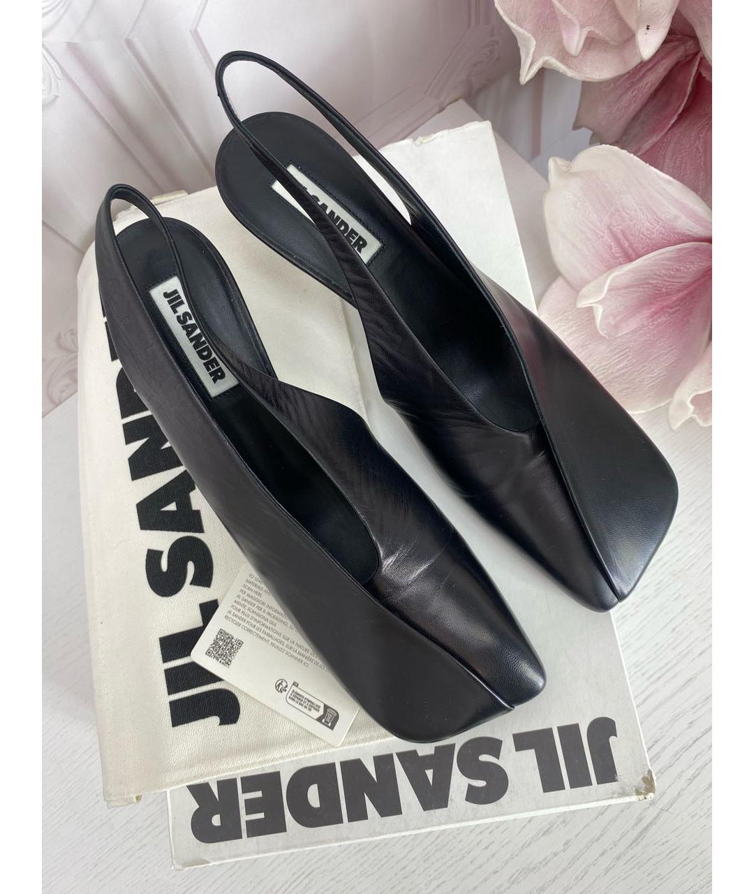 JIL SANDER Черные кожаные босоножки, фото 2