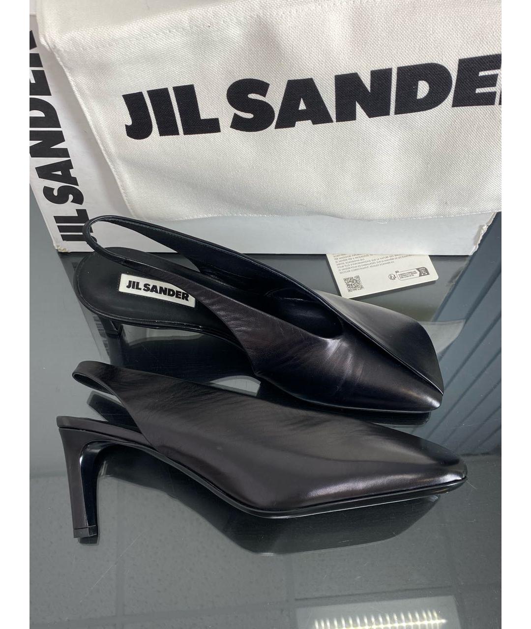 JIL SANDER Черные кожаные босоножки, фото 3