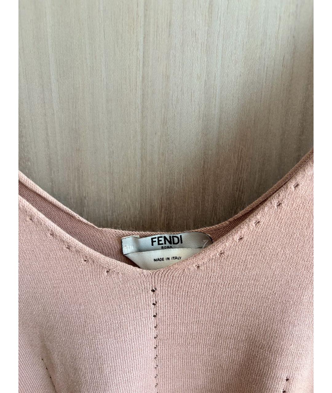 FENDI Бежевая вискозная майка, фото 3