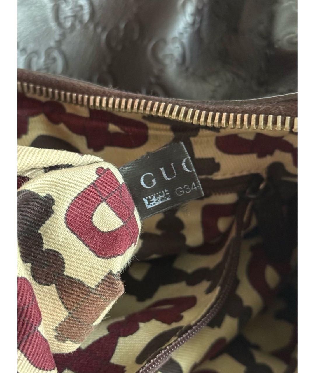 GUCCI Коричневая кожаная сумка с короткими ручками, фото 6