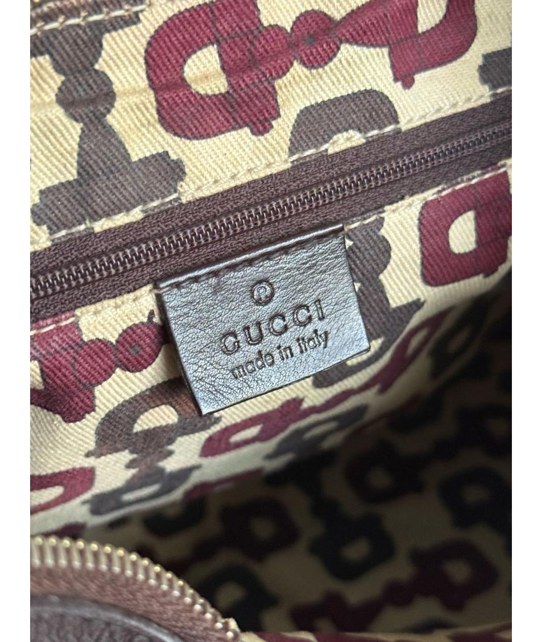 GUCCI Коричневая кожаная сумка с короткими ручками, фото 4