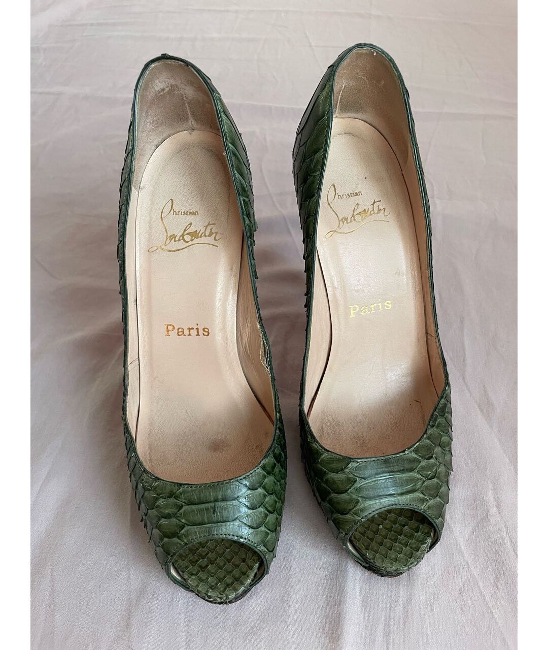 CHRISTIAN LOUBOUTIN Зеленые туфли из экзотической кожи, фото 2