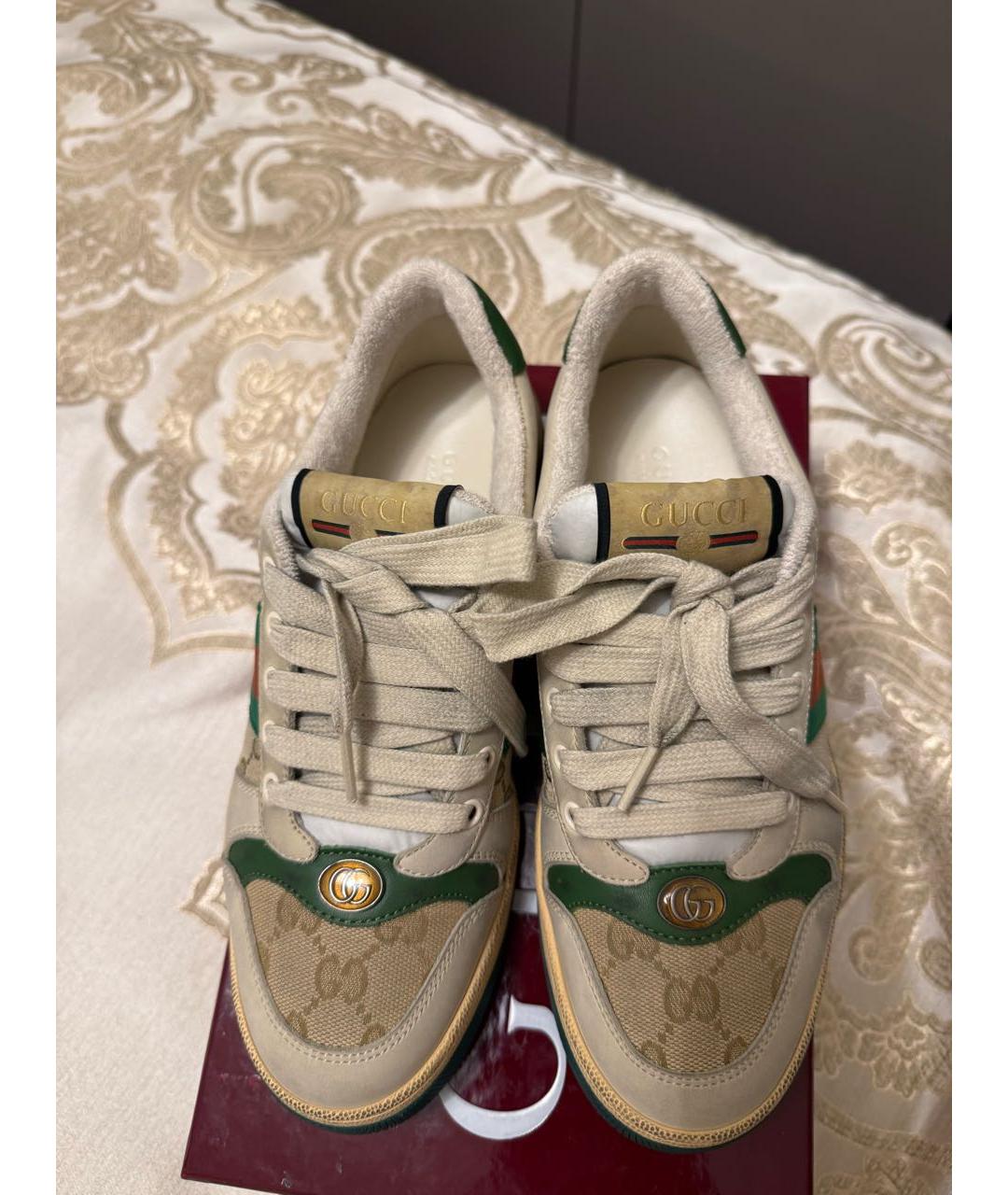 GUCCI Зеленые кожаные кеды, фото 3