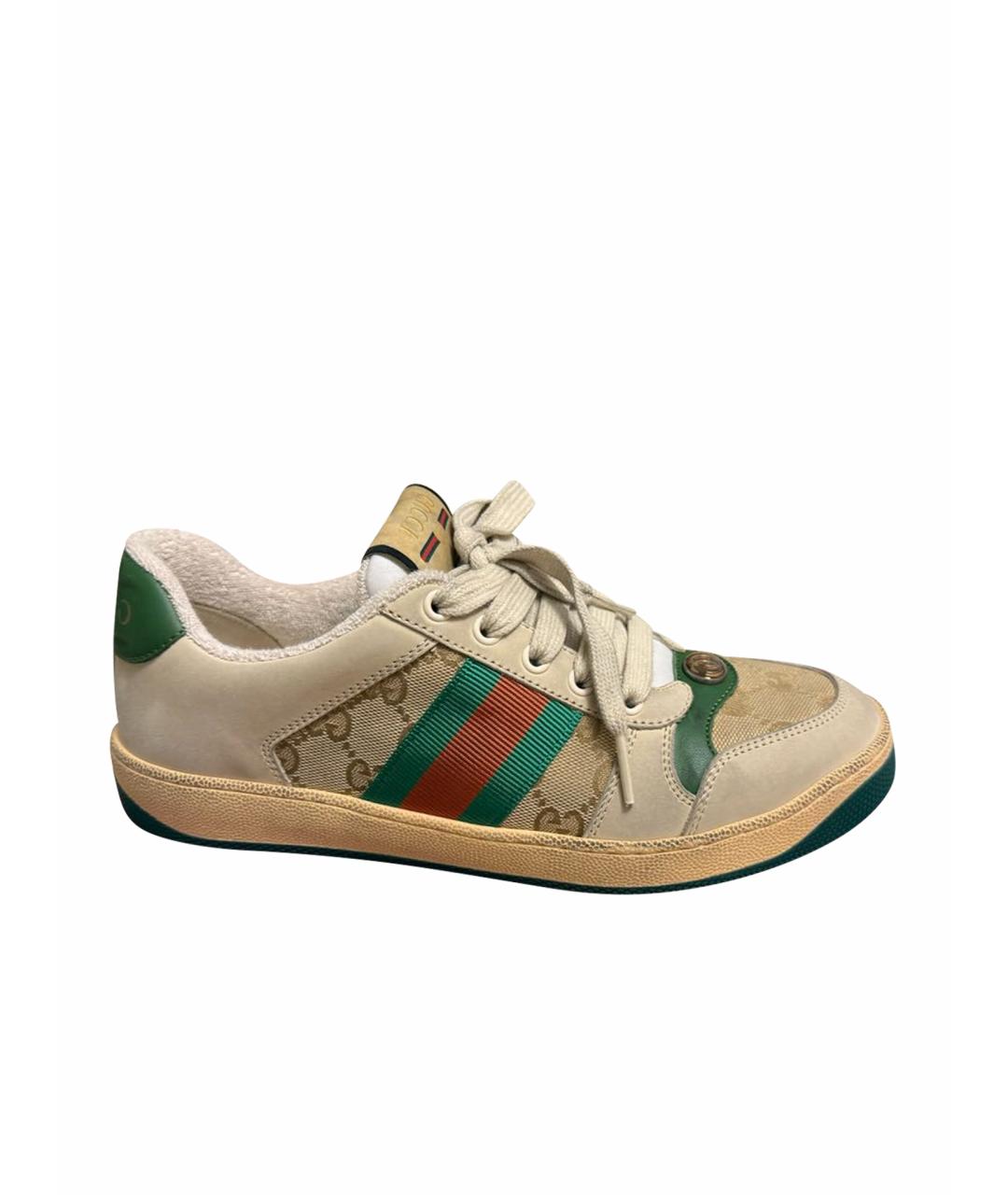 GUCCI Зеленые кожаные кеды, фото 1