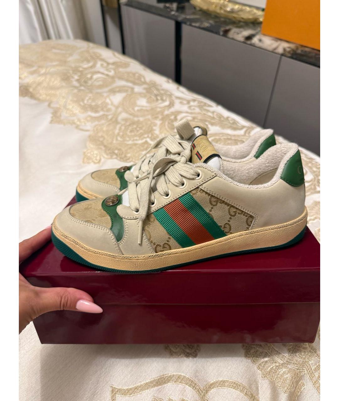 GUCCI Зеленые кожаные кеды, фото 9
