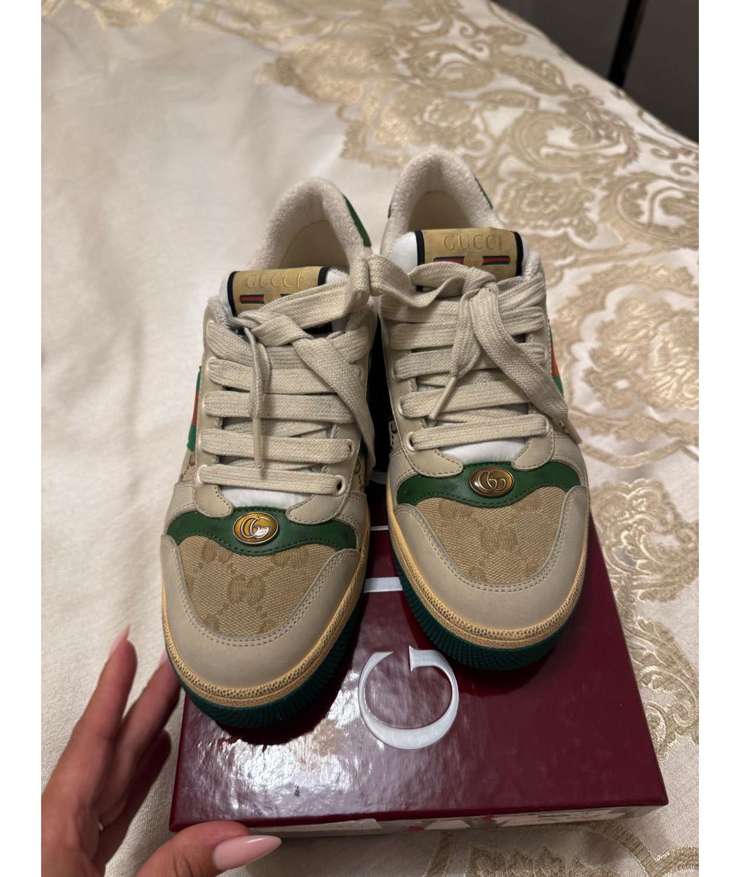 GUCCI Зеленые кожаные кеды, фото 2