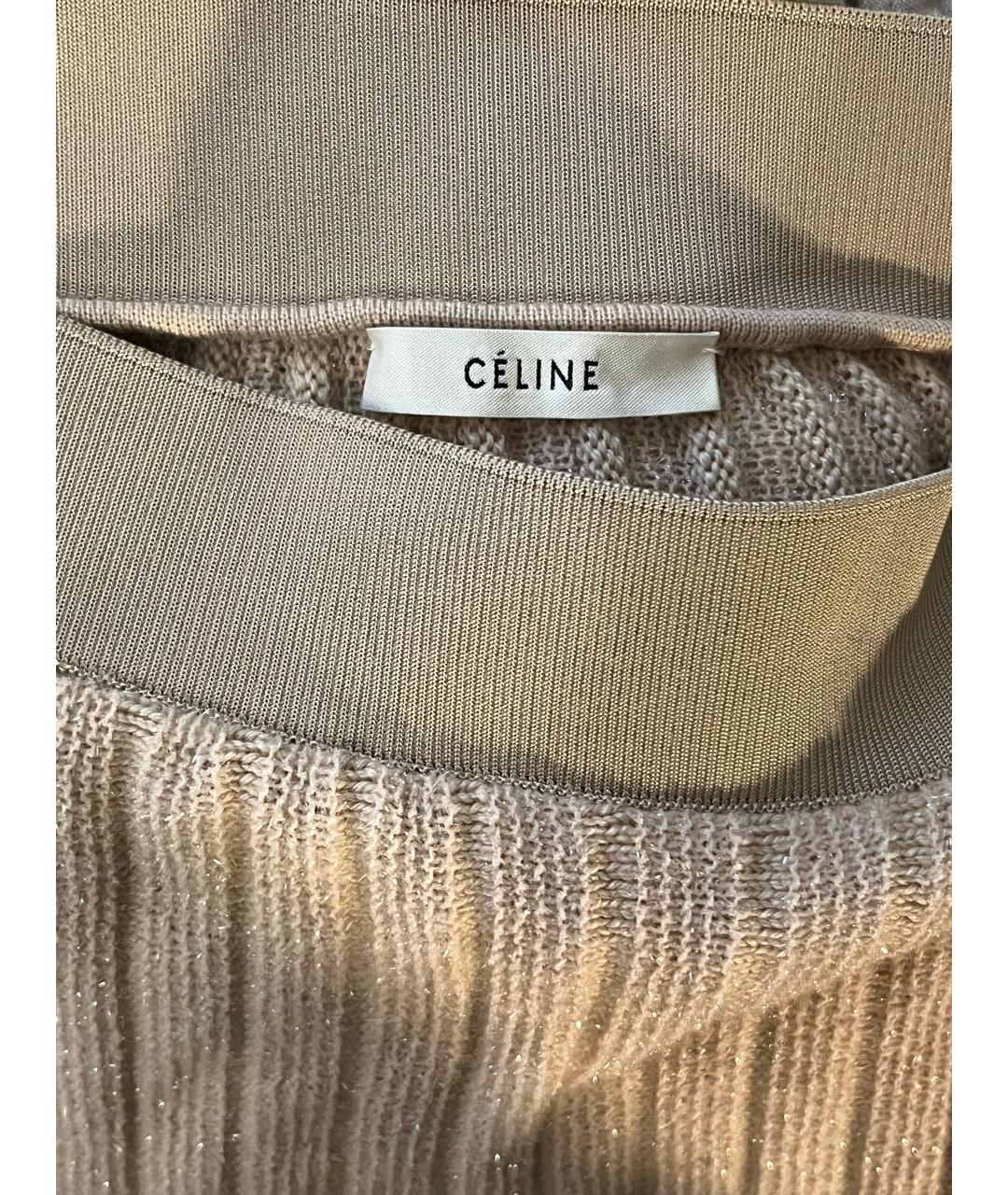 CELINE Бежевая шерстяная юбка миди, фото 4