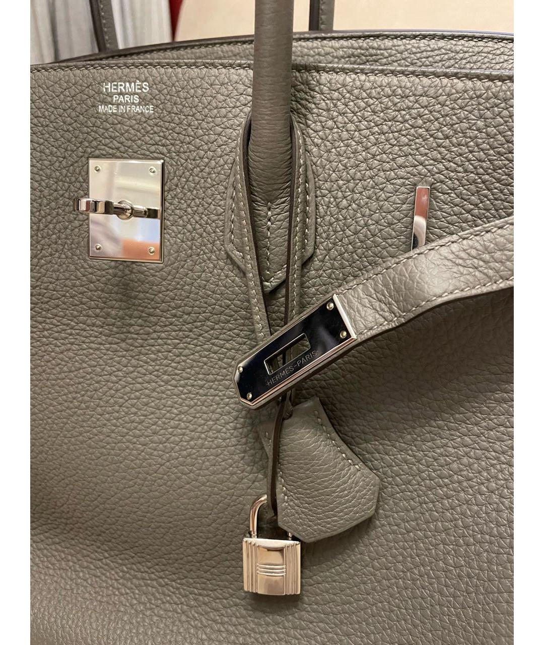 HERMES Антрацитовая кожаная сумка с короткими ручками, фото 5