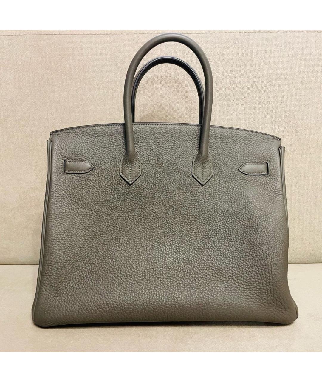 HERMES Антрацитовая кожаная сумка с короткими ручками, фото 3