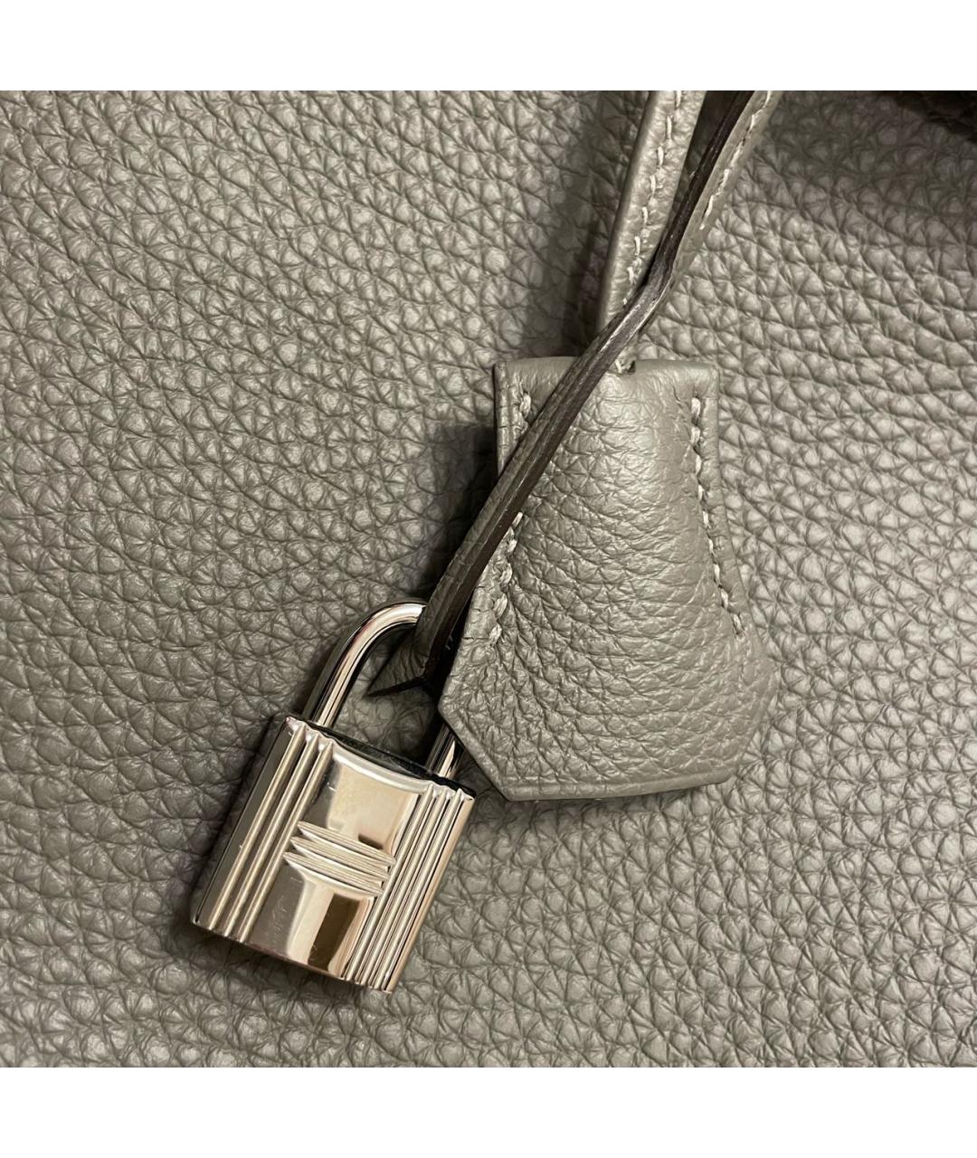 HERMES Антрацитовая кожаная сумка с короткими ручками, фото 8