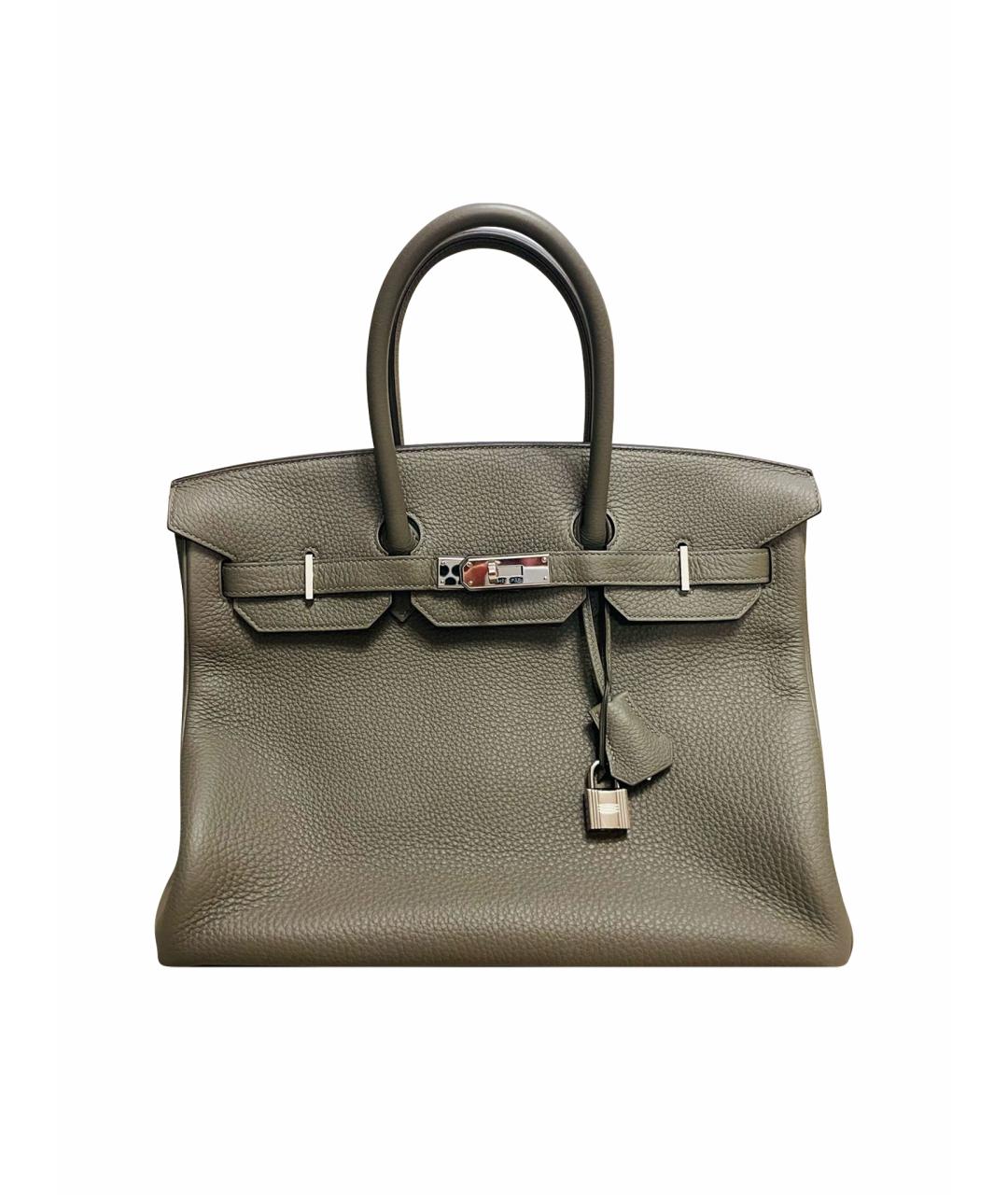 HERMES Антрацитовая кожаная сумка с короткими ручками, фото 1