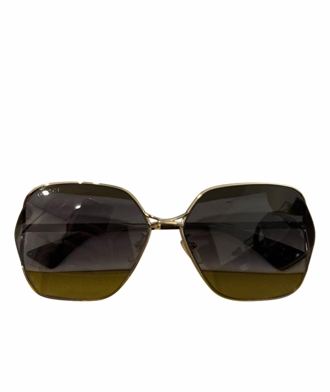 GUCCI Золотые металлические солнцезащитные очки, фото 1