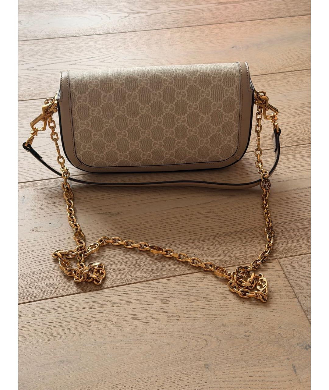 GUCCI Бежевая кожаная сумка через плечо, фото 3