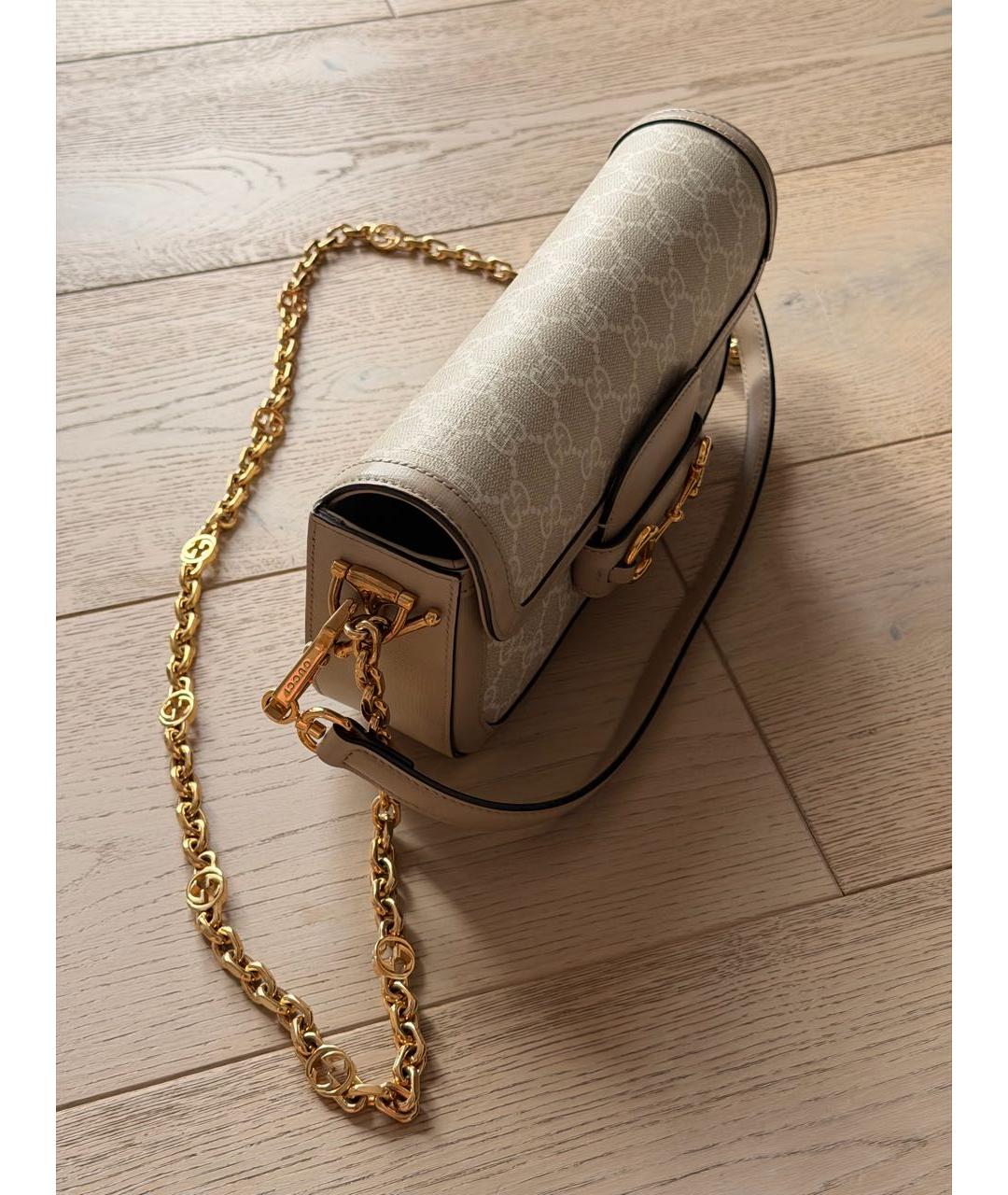 GUCCI Бежевая кожаная сумка через плечо, фото 2