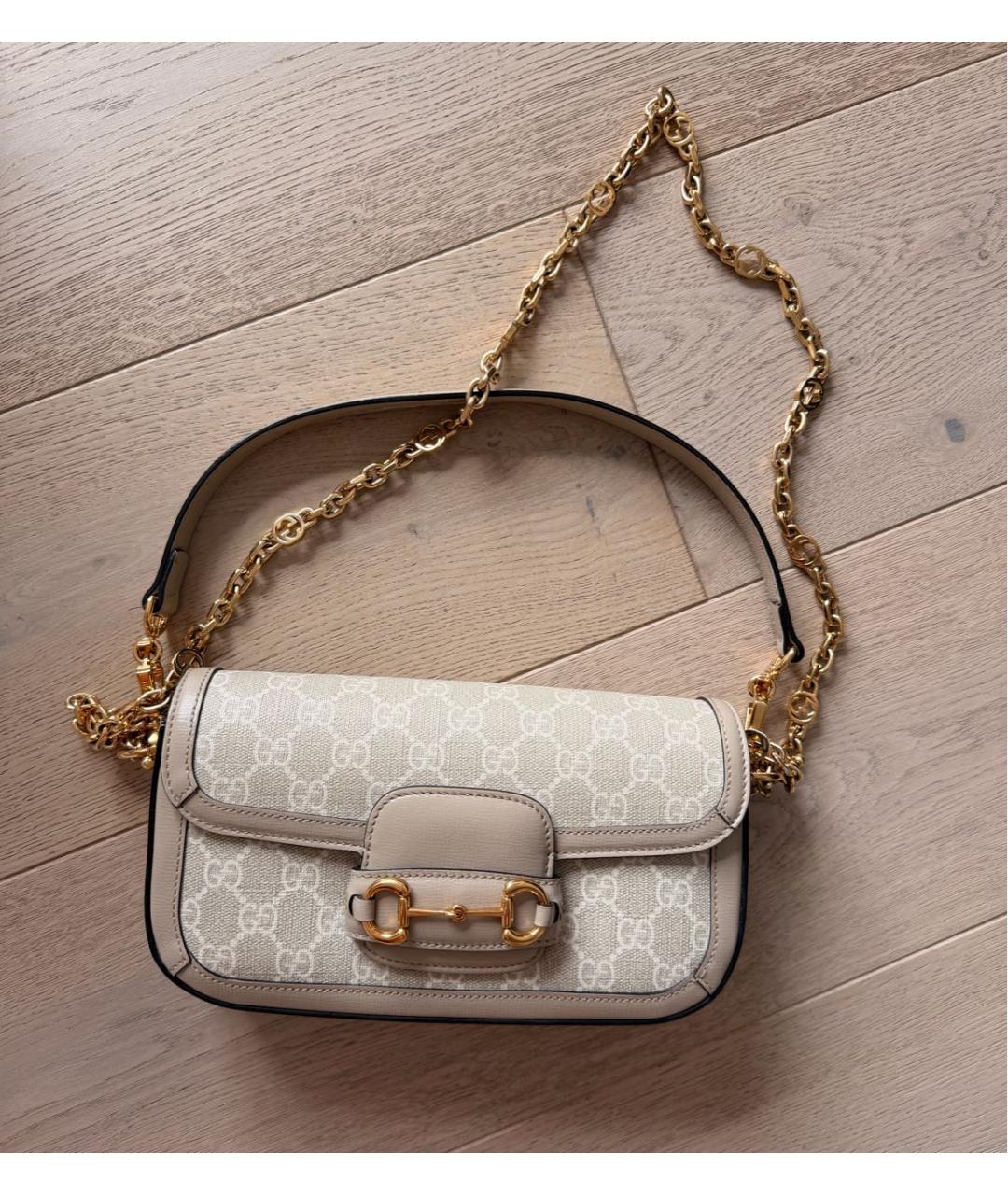 GUCCI Бежевая кожаная сумка через плечо, фото 5