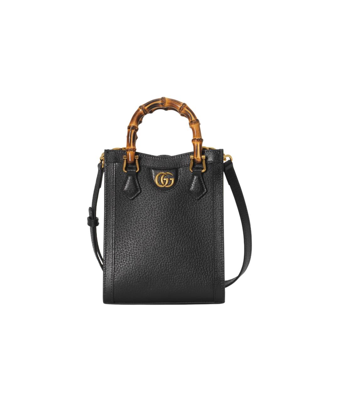 GUCCI Черная кожаная сумка тоут, фото 3