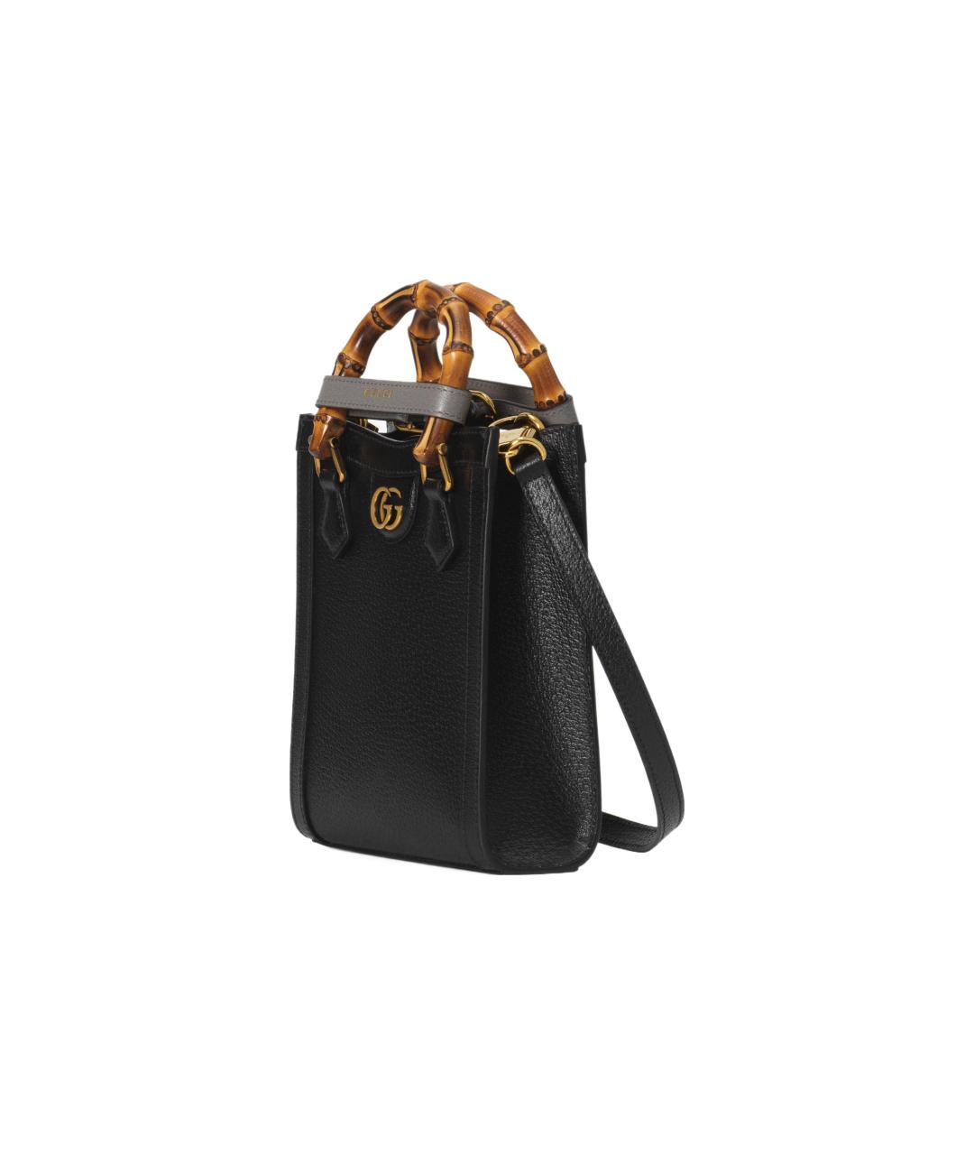 GUCCI Черная кожаная сумка тоут, фото 4
