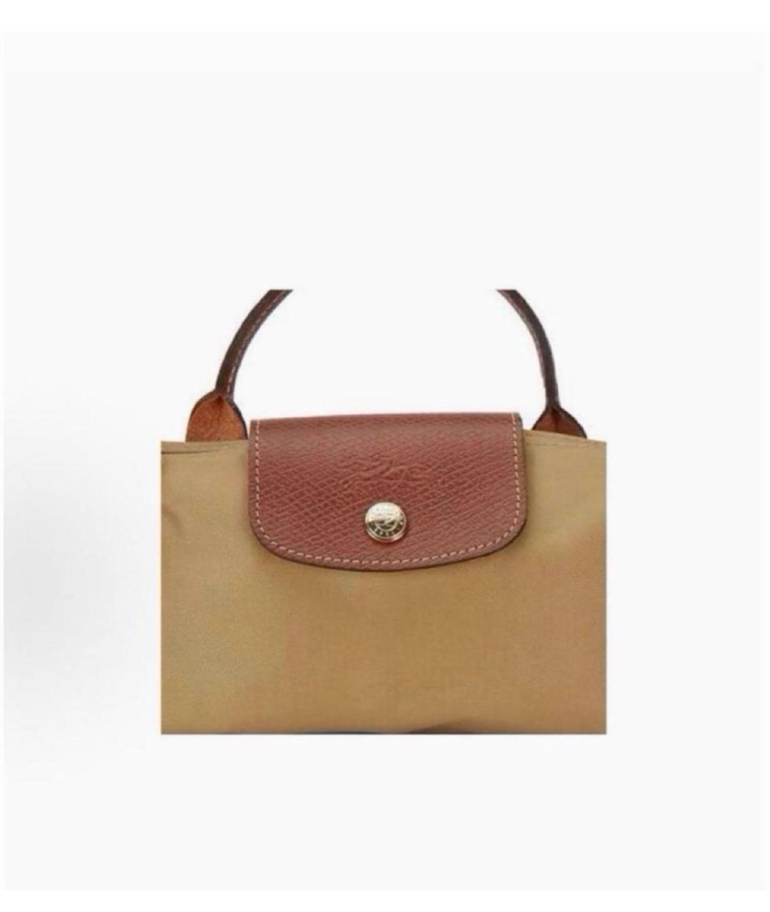LONGCHAMP Горчичная тканевая сумка с короткими ручками, фото 4