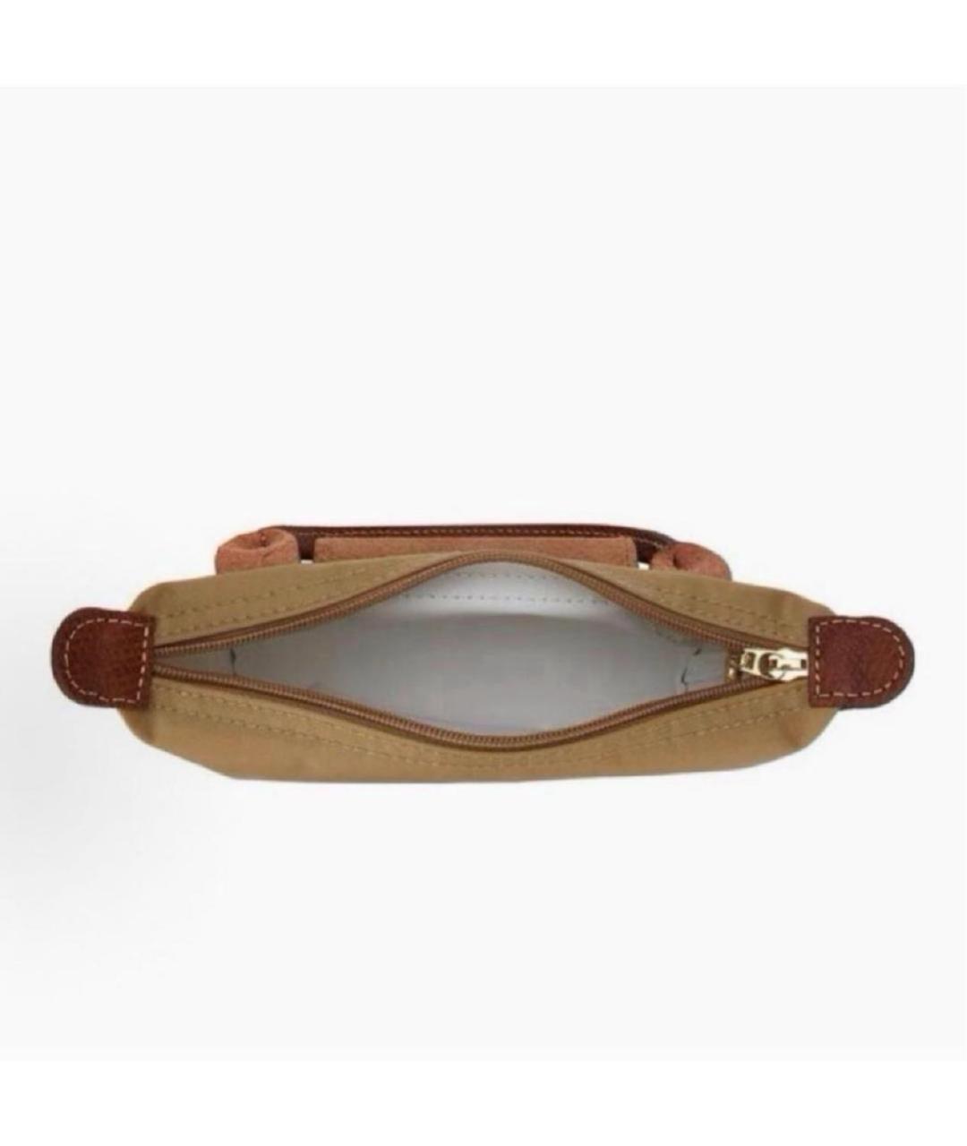 LONGCHAMP Горчичная тканевая сумка с короткими ручками, фото 3