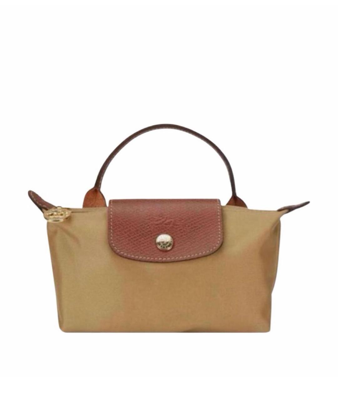 LONGCHAMP Горчичная тканевая сумка с короткими ручками, фото 1