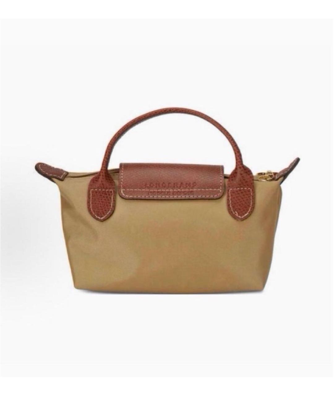 LONGCHAMP Горчичная тканевая сумка с короткими ручками, фото 2