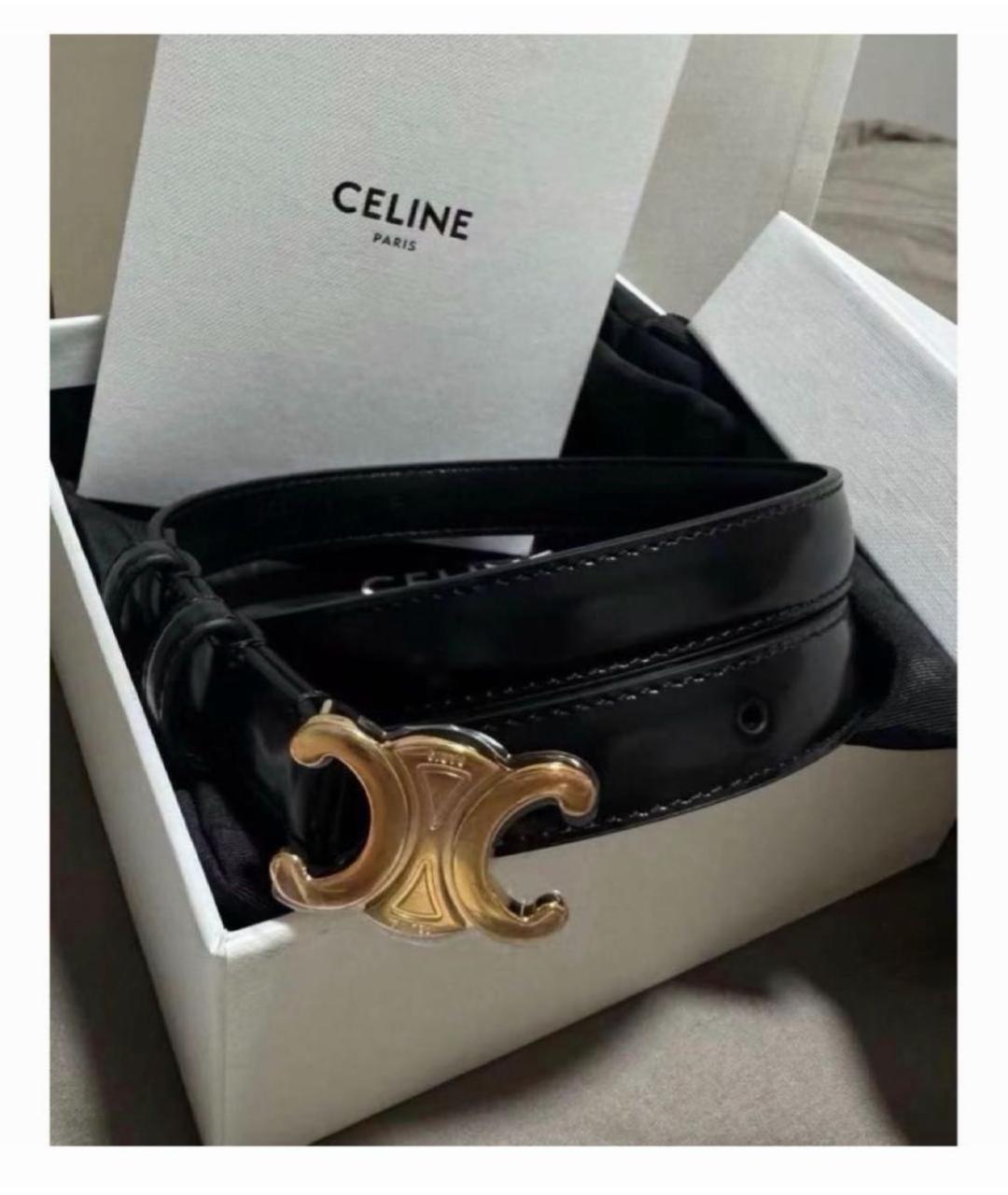 CELINE Черный кожаный ремень, фото 5