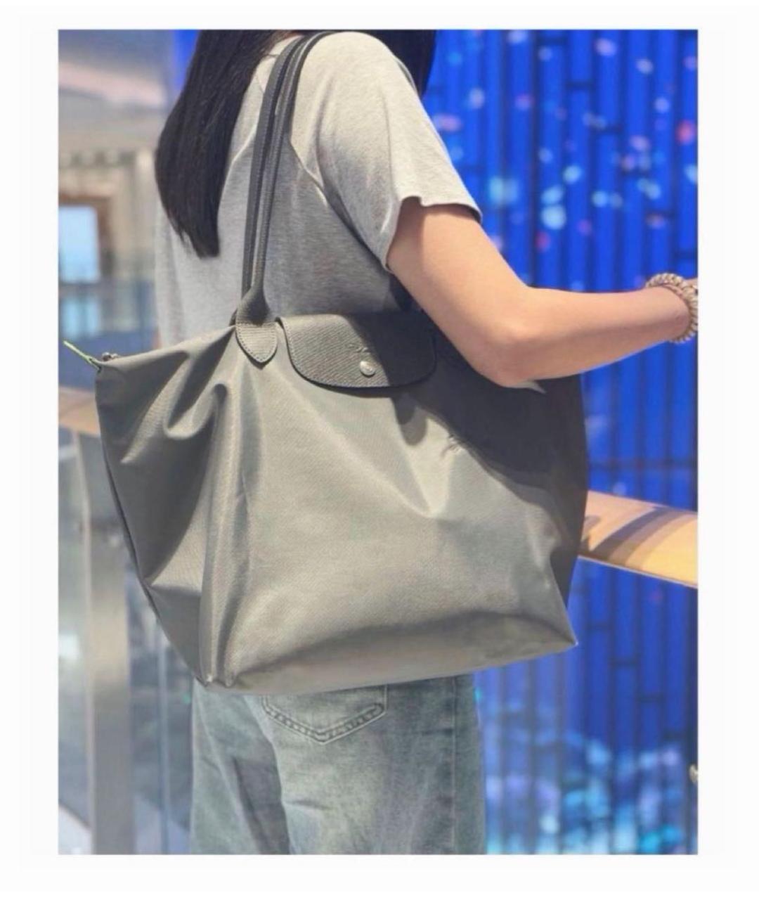 LONGCHAMP Серая тканевая сумка тоут, фото 4