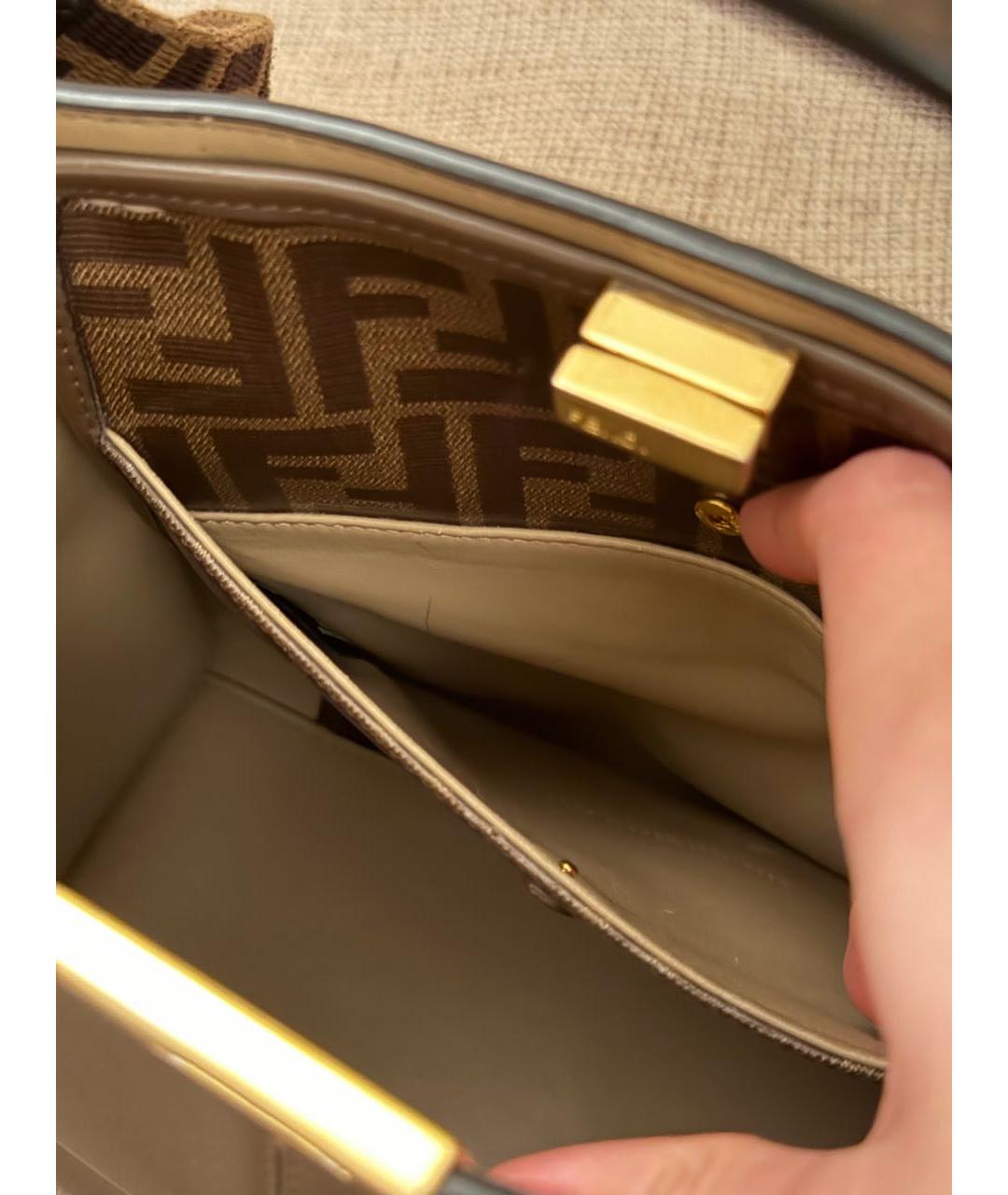 FENDI Коричневая кожаная сумка с короткими ручками, фото 7