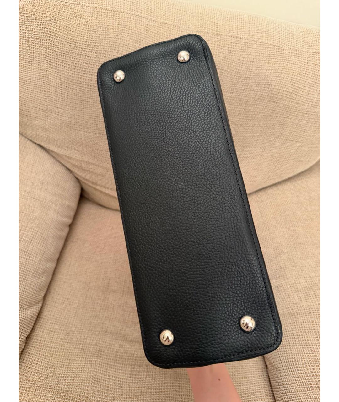 LOUIS VUITTON Черная кожаная сумка с короткими ручками, фото 4