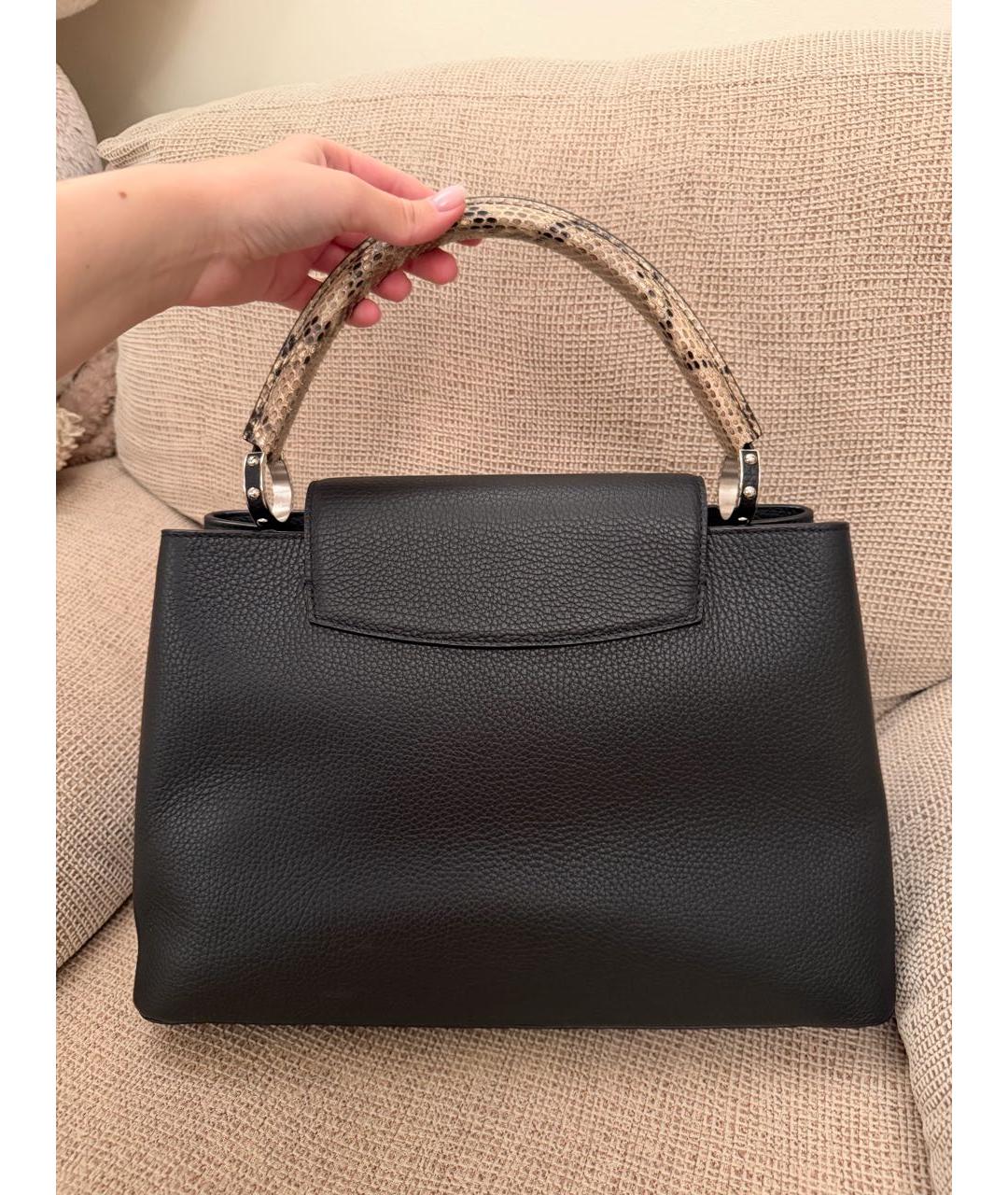 LOUIS VUITTON Черная кожаная сумка с короткими ручками, фото 2