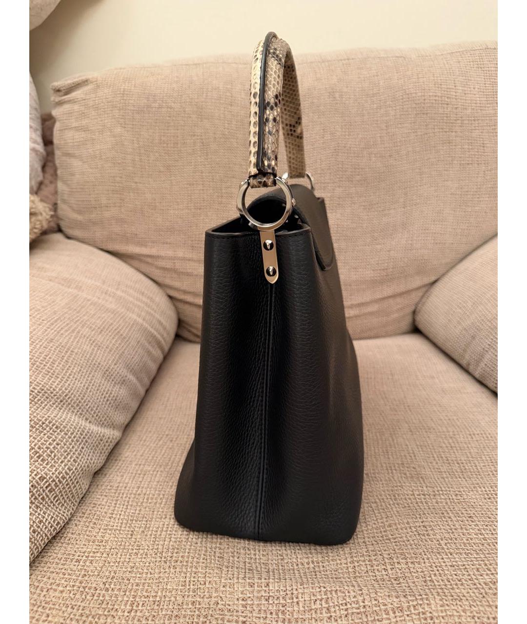 LOUIS VUITTON Черная кожаная сумка с короткими ручками, фото 8