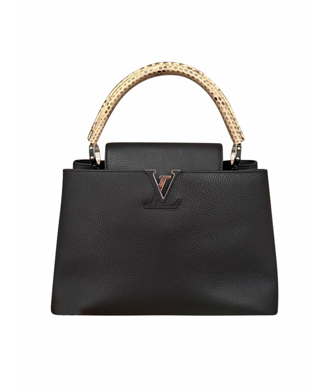 LOUIS VUITTON Черная кожаная сумка с короткими ручками, фото 1