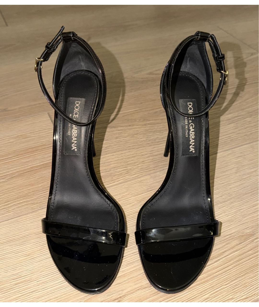 DOLCE&GABBANA Черные босоножки из лакированной кожи, фото 2