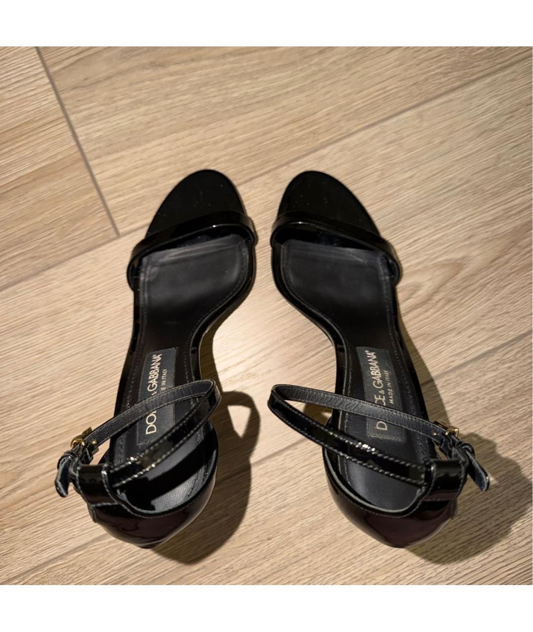 DOLCE&GABBANA Черные босоножки из лакированной кожи, фото 3