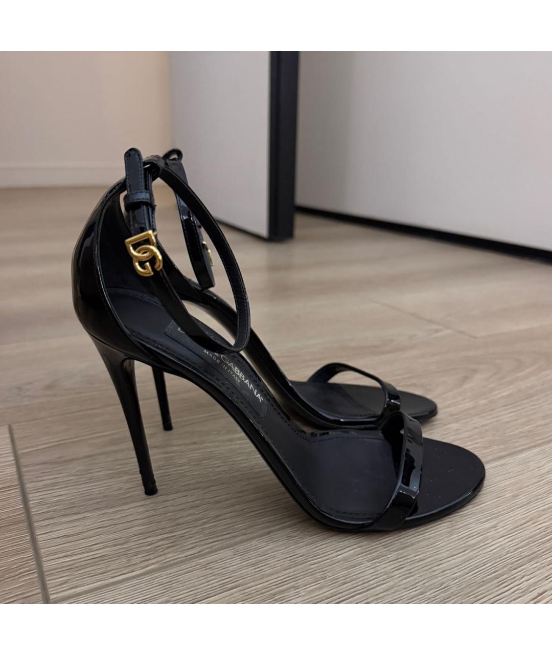 DOLCE&GABBANA Черные босоножки из лакированной кожи, фото 5