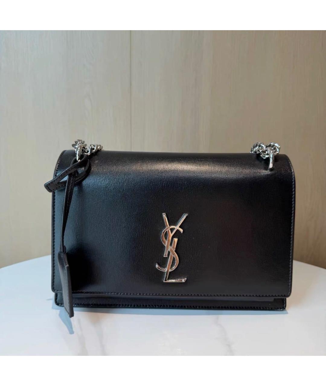 SAINT LAURENT Черная кожаная сумка через плечо, фото 7