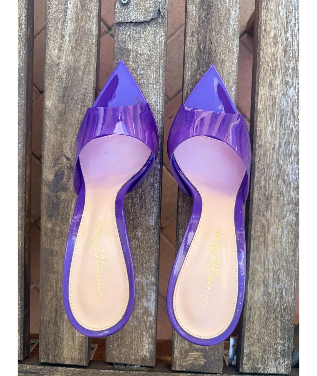 GIANVITO ROSSI Фиолетовые мюли из лакированной кожи, фото 6