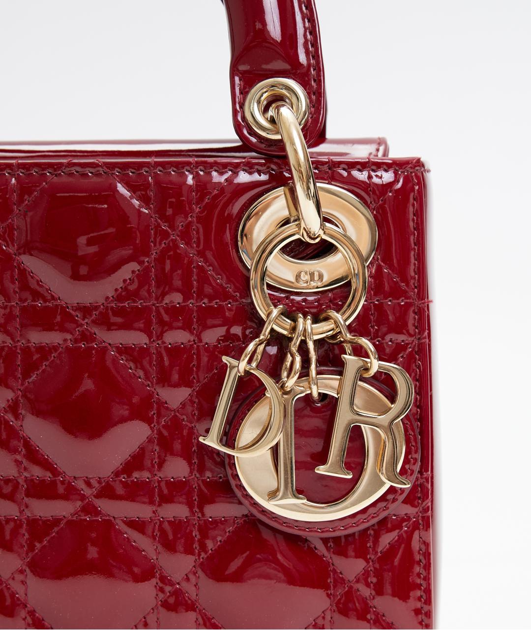 CHRISTIAN DIOR Красная сумка через плечо из лакированной кожи, фото 5