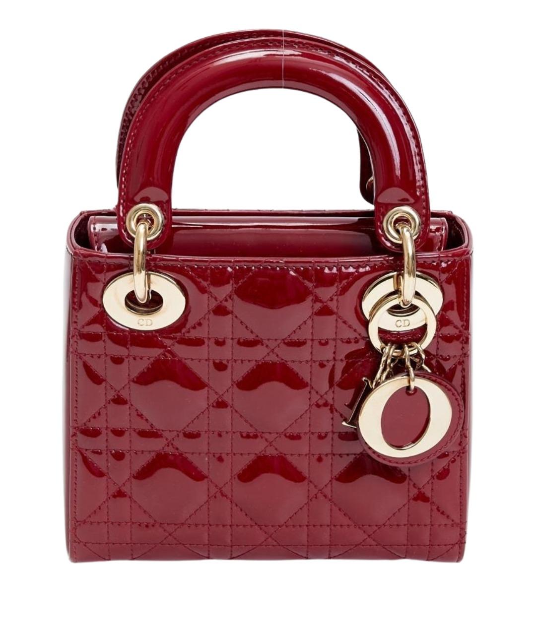 CHRISTIAN DIOR Красная сумка через плечо из лакированной кожи, фото 1