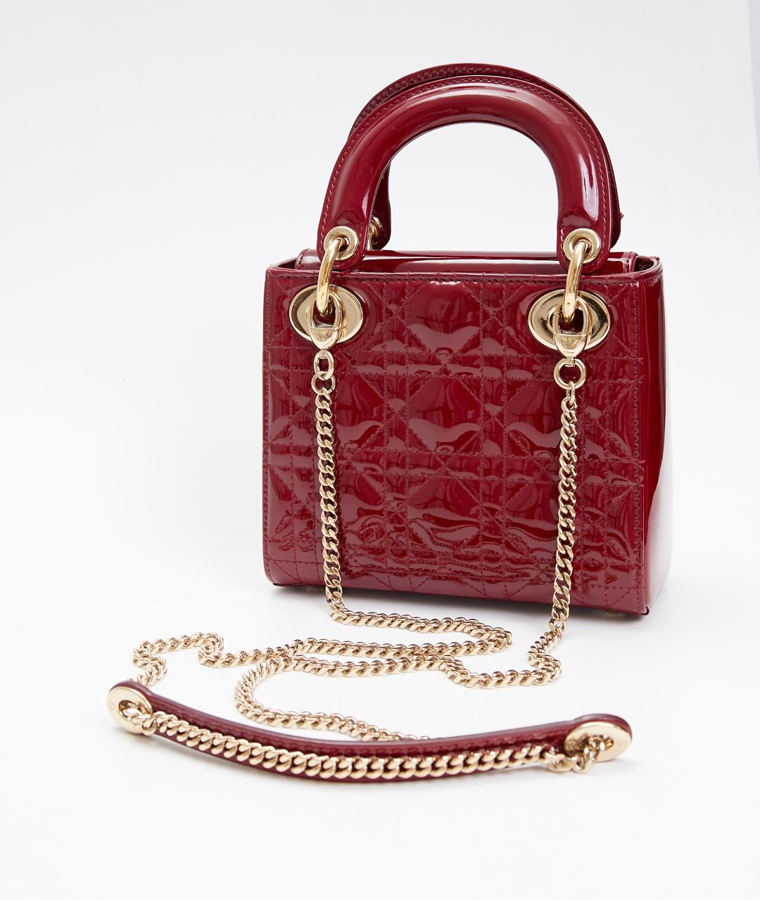 CHRISTIAN DIOR Красная сумка через плечо из лакированной кожи, фото 7
