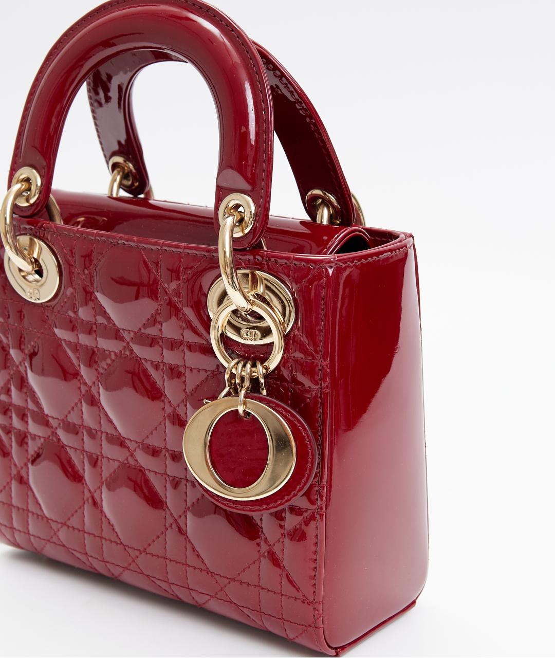 CHRISTIAN DIOR Красная сумка через плечо из лакированной кожи, фото 4