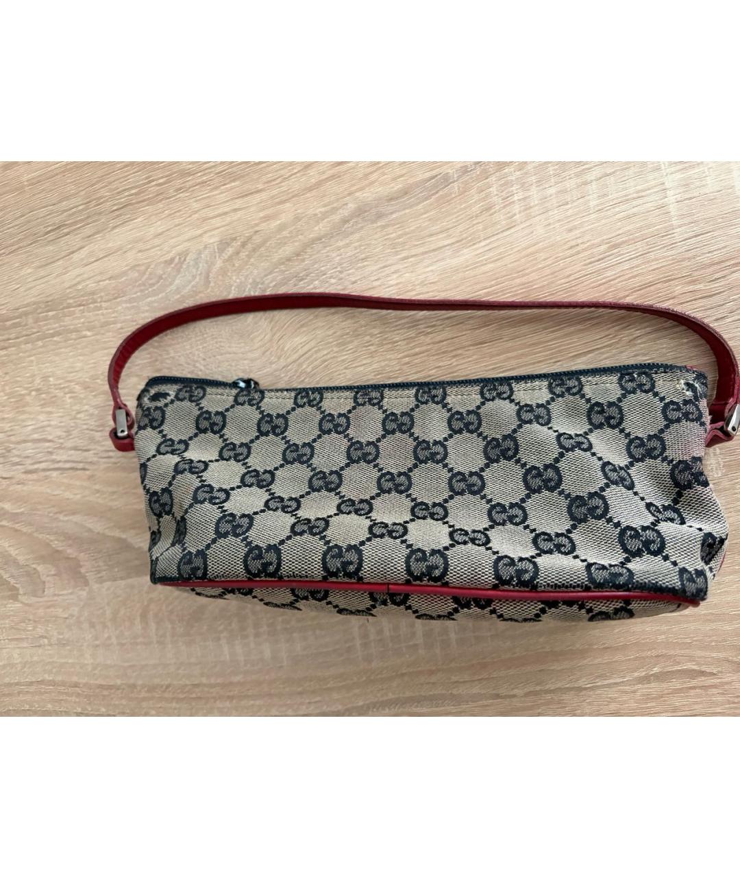 GUCCI Коричневая сумка с короткими ручками из канвы, фото 3