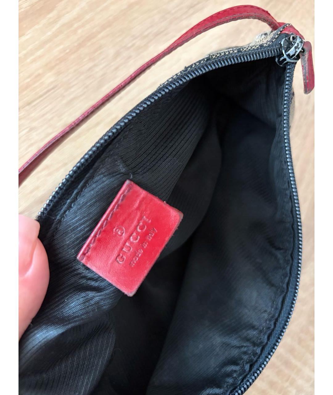 GUCCI Коричневая сумка с короткими ручками из канвы, фото 4