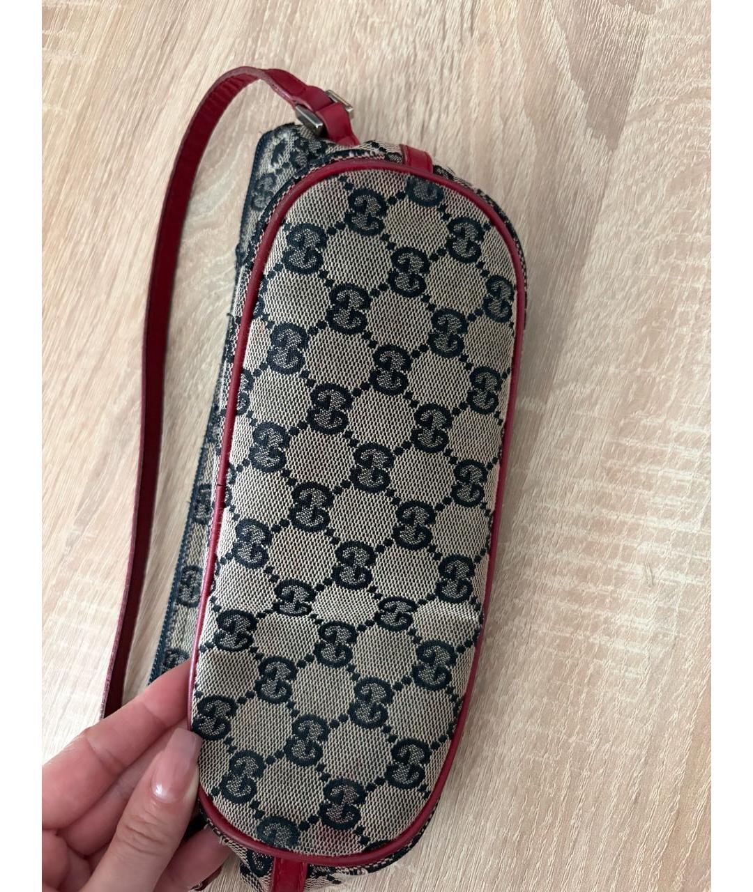 GUCCI Коричневая сумка с короткими ручками из канвы, фото 5